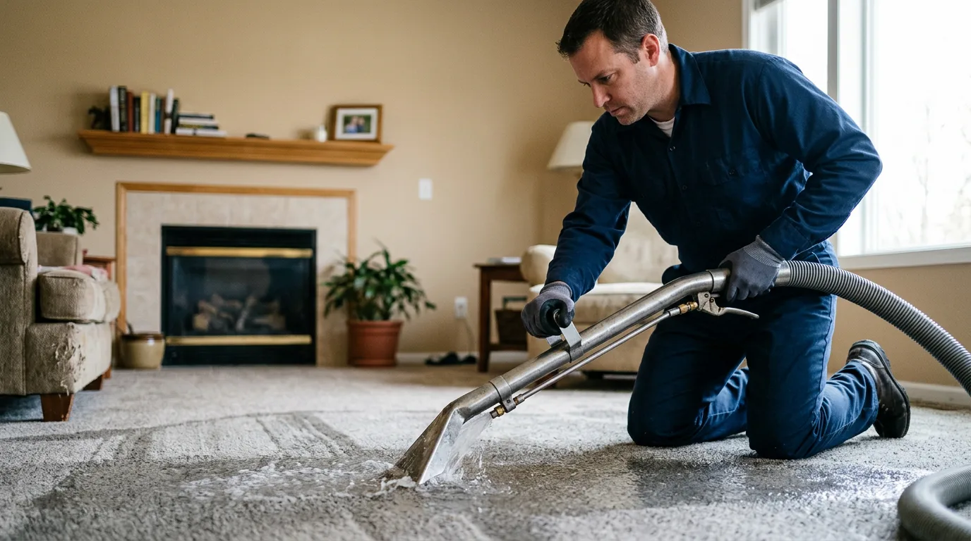 Water damage restoration technician working near Chickasha, OK